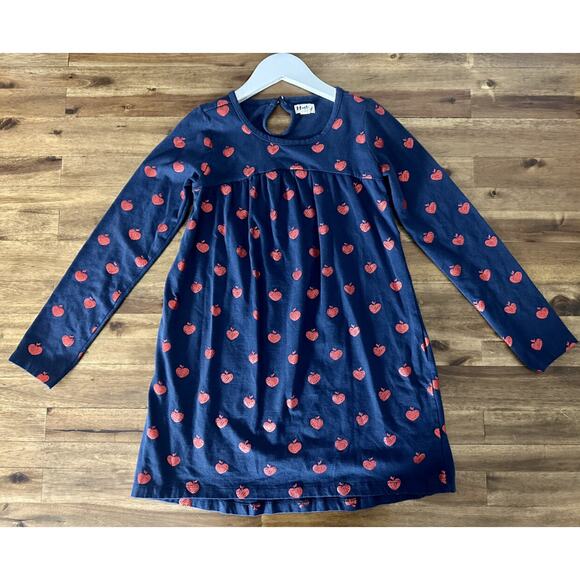 Hatley Navy Red Metallic Heart Shaped Apple Knit Long Sleeve Dress European 10 - Picture 2 of 7